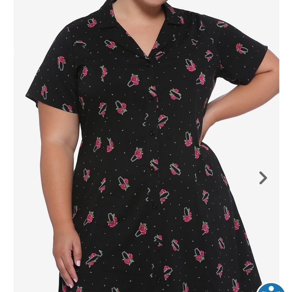 Roses & coffins button front dress